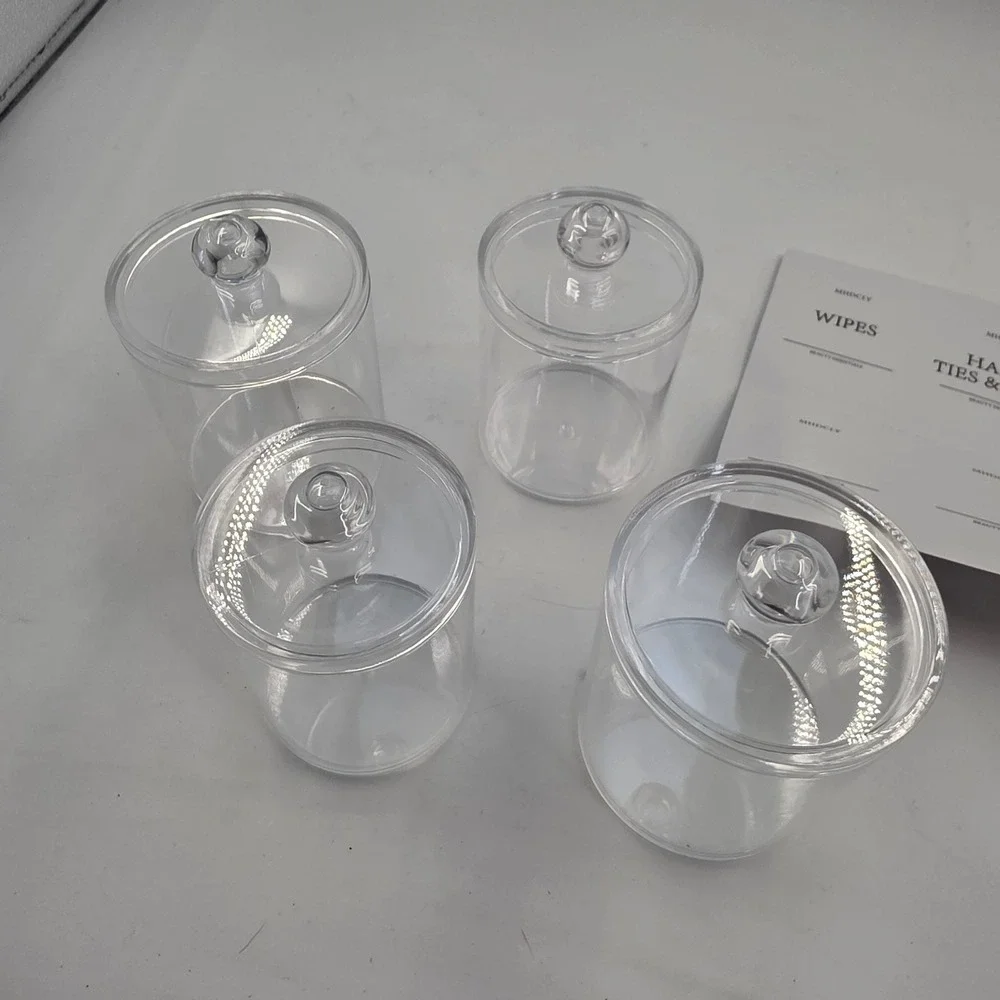 MHDCLY 4 Pack Bathroom Organizer Clear Apothecary Jars Vanity Storage L4